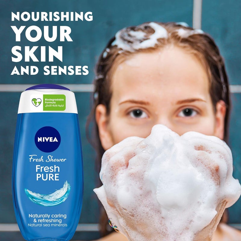 NIVEA Shower Gel Body Wash, Fresh Pure Sea Minerals, Aquatic Scent, Pack of 3 (250ml each) - Image 3